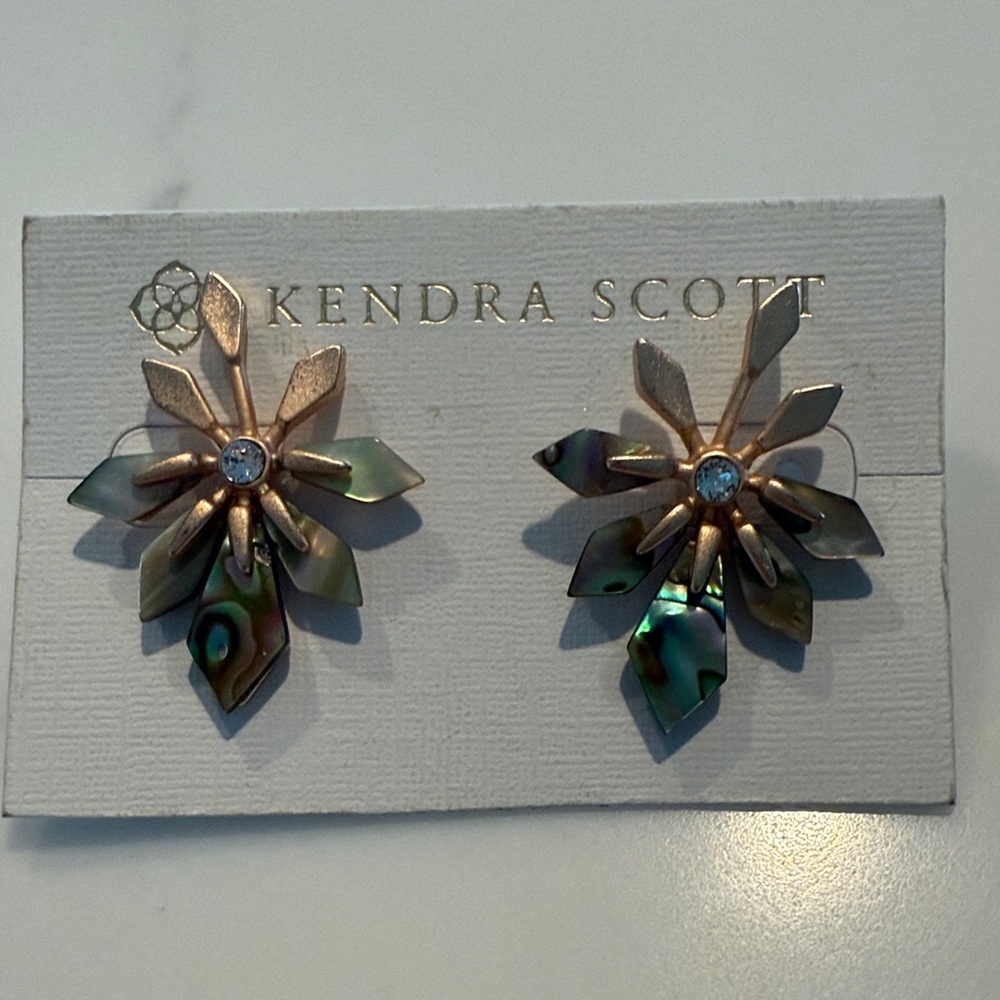 Kendra Scott Tammy Rose Gold and Abalone Iridescent Earrings Studs Beautiful